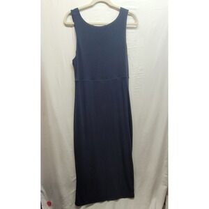 Athleta Womens Navy Blue Modal Stretch Sleeveless Scoop Neck Midi Dress Medium